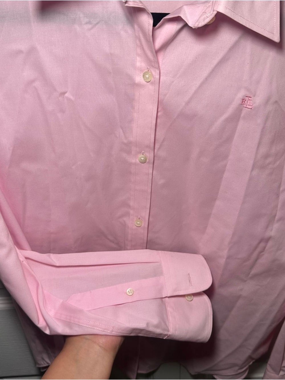 Lauren Ralph Lauren Pink Non-Iron Button Down Shirt Medium - Picture 5 of 11